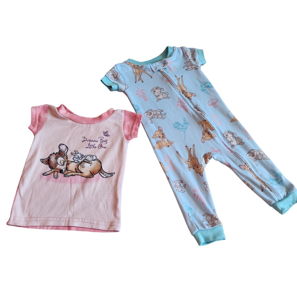 Disney Baby Bambi Thumper size 6M Romper Pajamas and shirt set